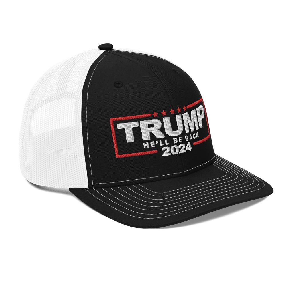 Trump 2024 Hat He'll Be Back Two Tone Trucker Cap - Trump Save America Store 2024